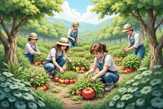 ragazzi nei campi di pomodori