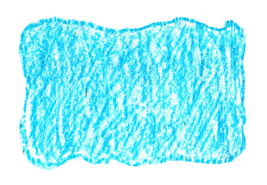 Hand-drawn blue crayon scribble rectangular shape with rough sketchy pattern on transparent background