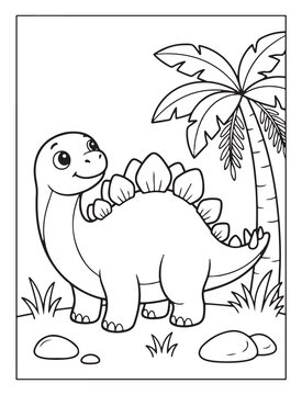 A delightful dinosaur adventure a coloring book for kids featuring friendly prehistoric creatures and lush tropical scenes