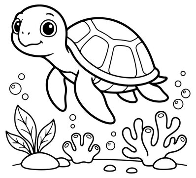 An adorable sea turtle coloring page a relaxing and creative activity for kids and adults alike