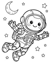An amazing coloring book adventure explore the wonders of space with a cute astronaut © Afikur786