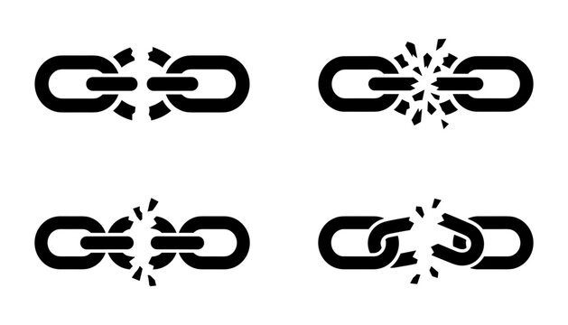 Broken chain links icons