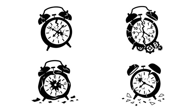 Broken alarm clock icons