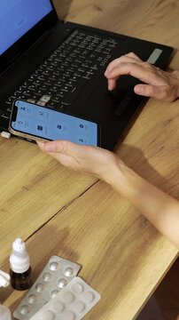 Female Patient Ordering Medicine Online for Home Delivery Using Telehealth App