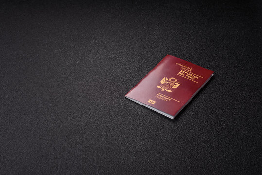 Peru, peruvian passport or id document with tickets for flight, border crossing. Peruvian passport