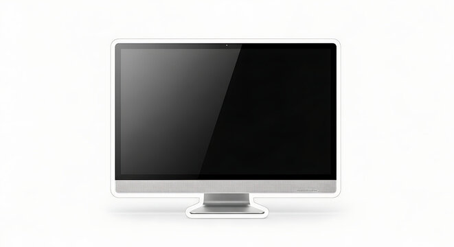 Modern slim profile computer monitor with sleek design and turned off display screen