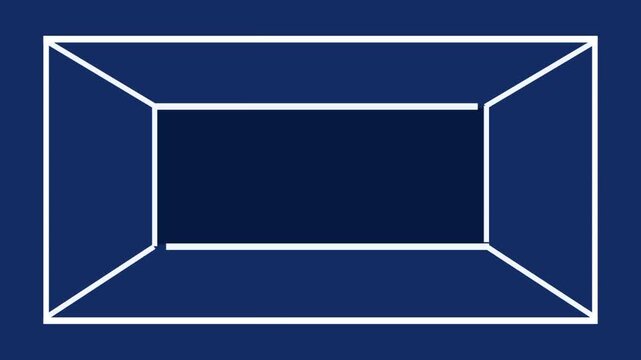 White border rectangular text box on blue background, white frame box animation