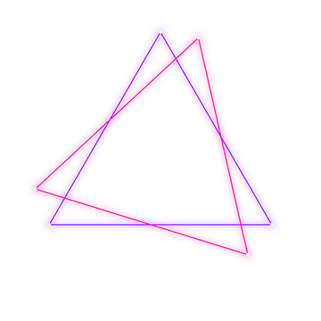 Overlapping purple and magenta triangle geometric outlines with highlighted corner nodes on a solid vibrant surface