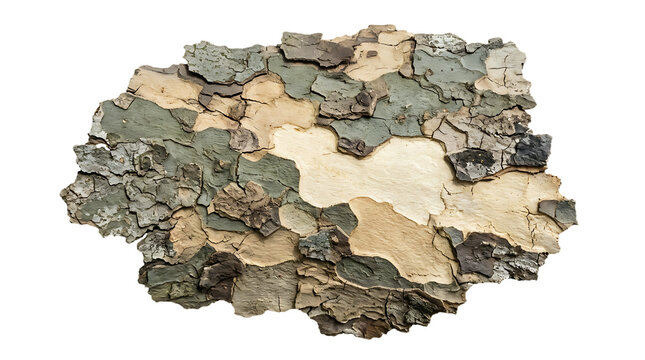 Sycamore tree bark texture isolated on transparent background