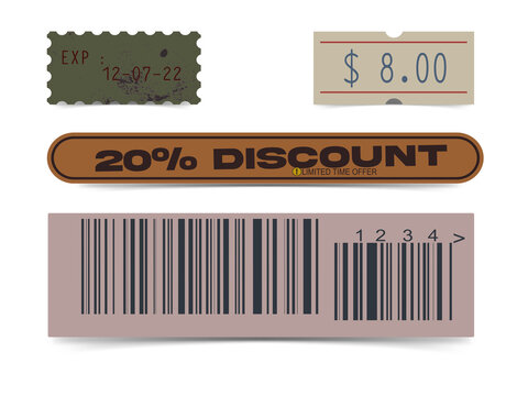 Discount label and barcode on a transparent background PNG