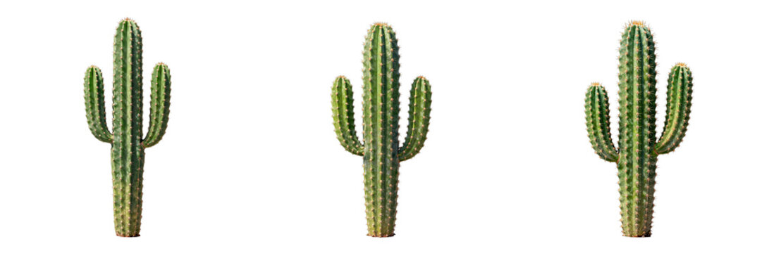 Three san pedro cacti stand tall with their characteristic green hue against a black backdrop