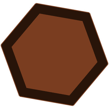 Dark brown hexagon shape with white corner vertices for professional technical diagrams and analytical visual charts
