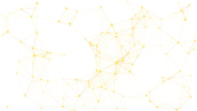 Abstract yellow network nodes connected with lines representing data flow and digital connectivity concepts
