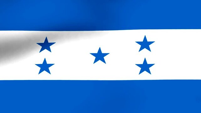 Waving national flag of Honduras featuring blue and white stripes with five blue stars