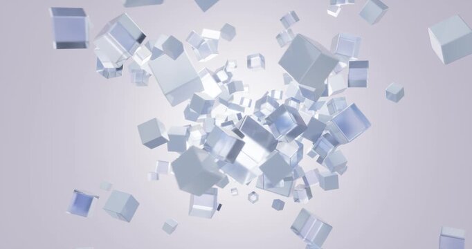 Abstract cubes background, 3d render animation