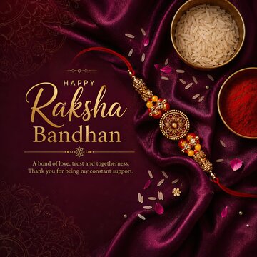 Creative Raksha Bandhan social media post with traditional rakhi and festive background