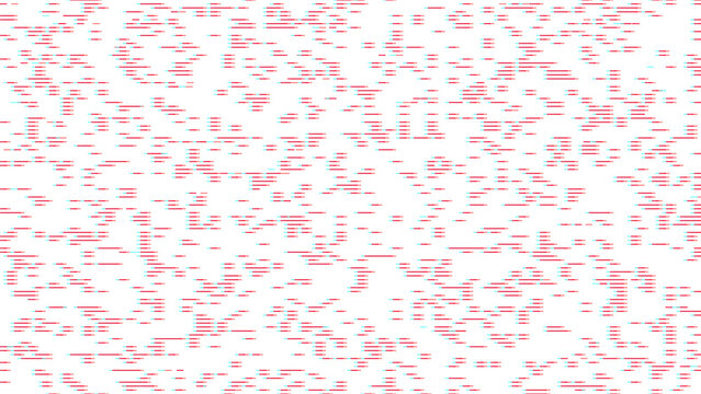 Abstract digital pattern featuring red and cyan dotted lines on a deep black base layer