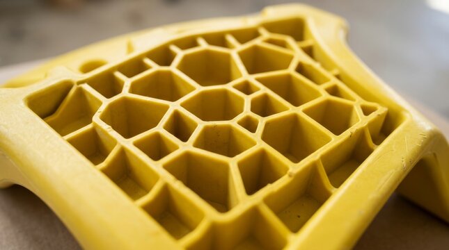 A yellow plastic hexagonal honeycomb grid sits inside a tray.
