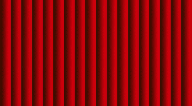 Intense red vertical pleated texture with repeating floral shapes creates dramatic theatrical curtain effect.