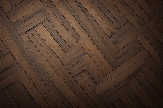 Ultra realistic dark brown wooden parquet background featuring detailed natural grain patterns, polished surface, subtle variations in wood color and texture