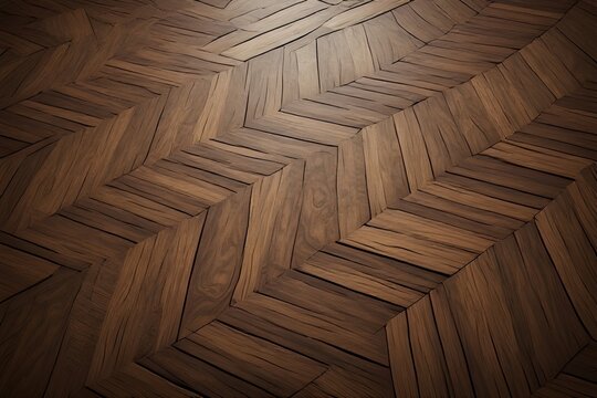 Ultra realistic dark brown wooden parquet background featuring detailed natural grain patterns, polished surface, subtle variations in wood color and texture