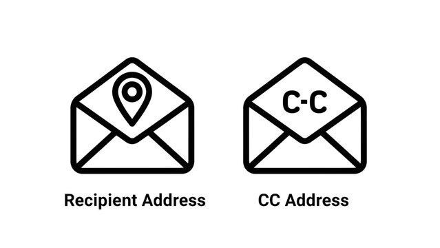 Emsvgl communication icons featuring recipient location and carbon copy addresses