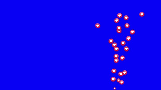 Emoji social media Live streaming style animated icon explosion. social media emojis of hearts animation randomly flying upward. Live streaming animated icon. Floating animation of a love emoji icon 