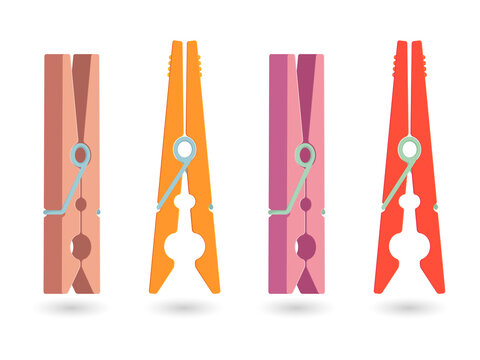 Colorful clothespins isolated on transparent background for design