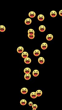 Haha button, react emotion icon animated , Smiley Face Social icon animation for streaming side panel isolated on black background