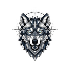 Geometric Wolf Head with Sacred Geometry Elements a transparent background