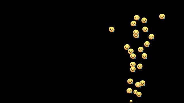 Social media sad icon Facebook live style animation isolated on color background. Facebook sad Reaction Emojis Animation, 4k videos