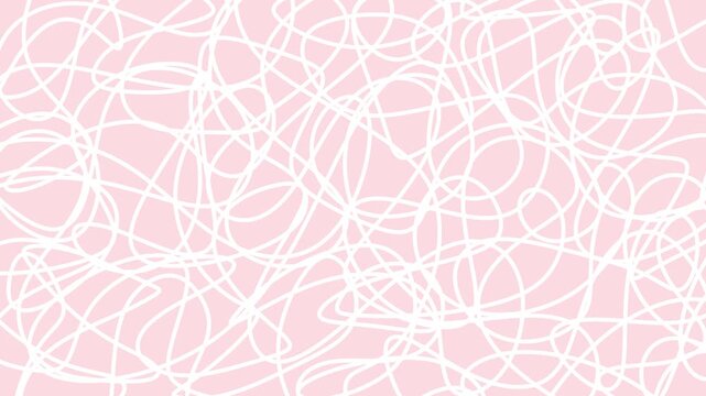 Abstract pink background with white hand drawn doodle scribble lines looped animation. For social media reels, children's content, and creative projects.