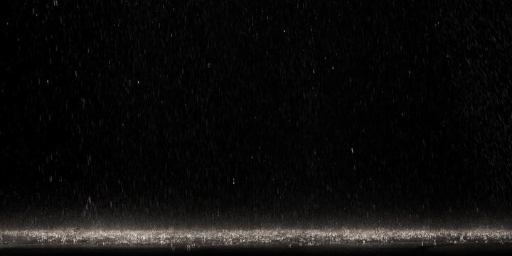 Manga style rainfall anime blue rain overlay on black background