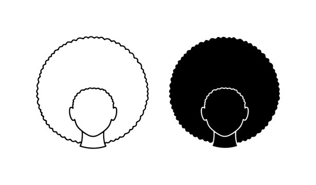 Afro Hairstyle Vector Icons, Black and White Silhouette, Natural Hair Art