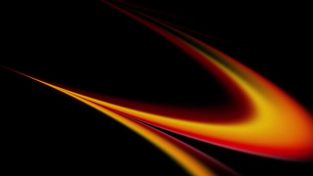 Abstract Red and Orange Glowing Wave Motion on Dark Background, Flowing Light Energy Animation