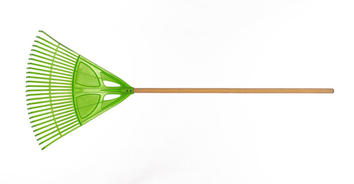 Agricultural plastic rake isolated on white background