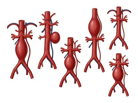 Abdominal Aortic Aneurysm Types and Vascular Anatomy Medical Illustration Showing Different Aorta Conditions