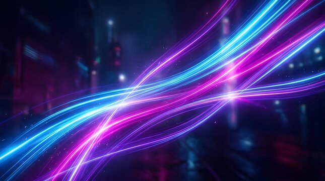 Neon cyberpunk gradient with electric blue, magenta and violet light streaks, futuristic abstract wallpaper, ultra realistic glow, no text, no logo, no watermark