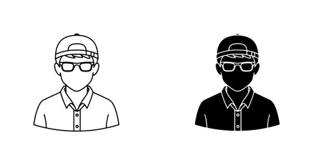 Fototapeta premium Modern Male Avatar Icons, Silhouette and Outline, User Profile Graphics, Simple Headshot Vector