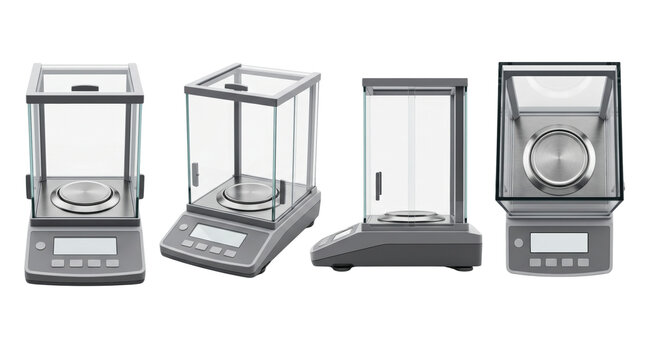 Digital analytical balance laboratory scale from multiple viewing angles
