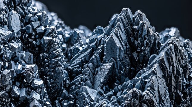 Osmium Crystals Forming Blue Gray Metallic Ridges like a Dense Alien Mountain Range
