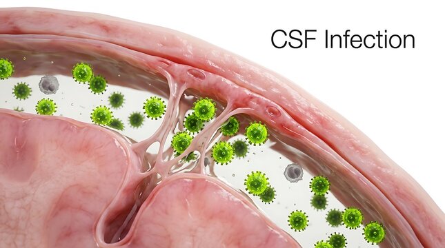 Cerebrospinal fluid csf infection and neural tissue inflammation with infection