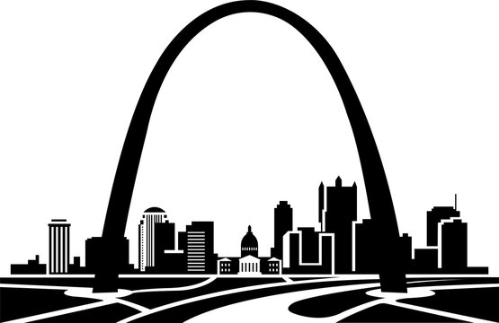 Gateway Arch St Louis Missouri USA Landmark Silhouette Vector Illustration Isolated on White Background