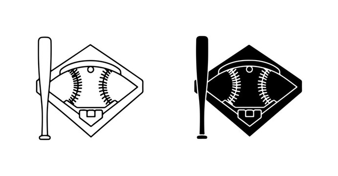 Baseball Home Plate Icon Set, Sports Equipment Vector Graphics, Game Day Emblem