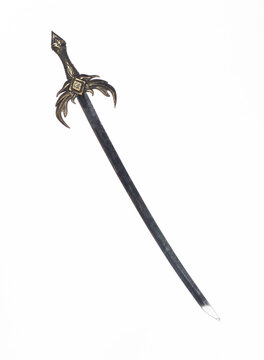Medieval long sword isolated on white background