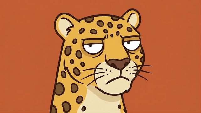 Funny Animated Leopard Character Sighing and Looking Bored Loopable Video