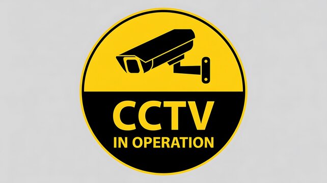 Cctv in operation warning sign with surveillance camera icon