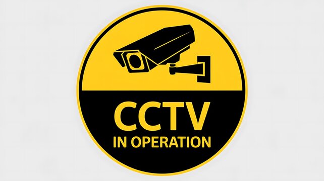Cctv in operation warning sign with security camera icon