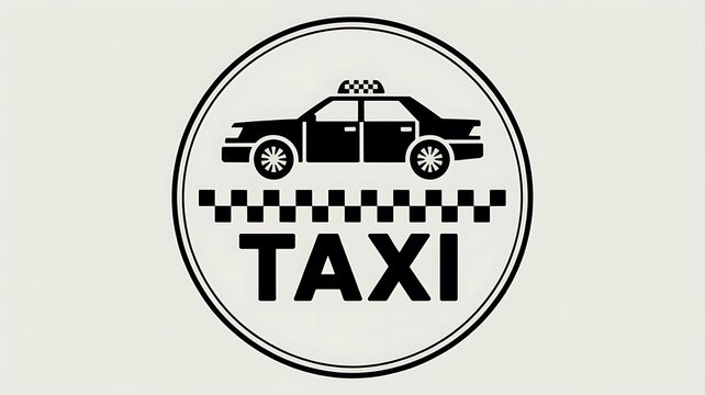 Black and white taxi car round icon logo design