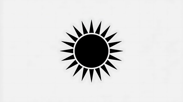 Black sun icon with sharp rays